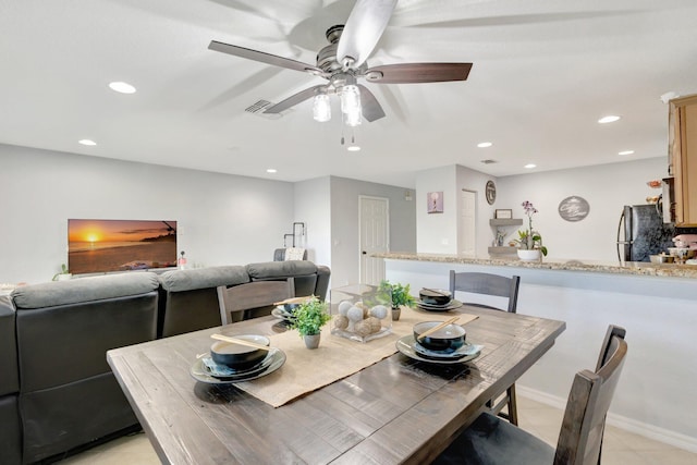 2556 Marshfield Ct, Port Saint Lucie, FL 34953 - dining area with ceiling fan, recessed lighting, and light tile patterned floors