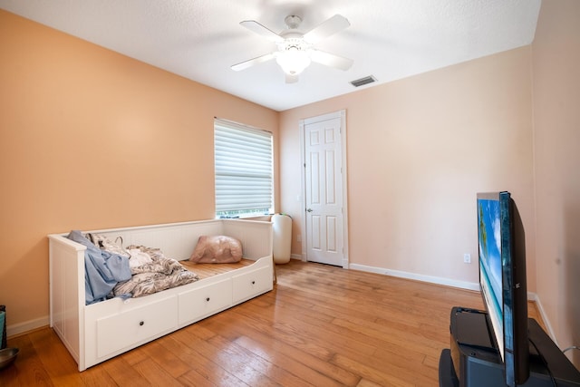 21675 Fall River Dr, Boca Raton, FL 33428 - bedroom with hardwood / wood-style floors and a ceiling fan