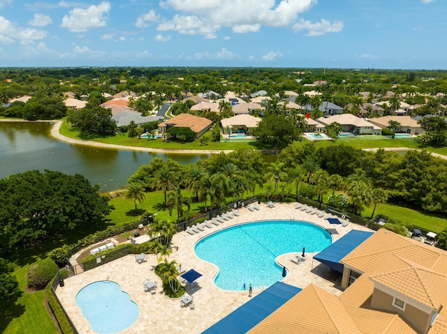 21675 Fall River Dr, Boca Raton, FL 33428 - bird's eye view of a large body of water and a pool area
