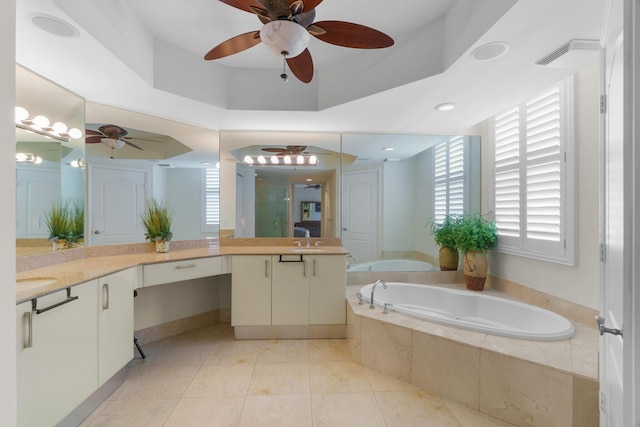 101 SE 20th Ave Unit 501, Deerfield Beach, FL 33441 - bathroom with a bath, healthy amount of natural light, vanity, and ceiling fan