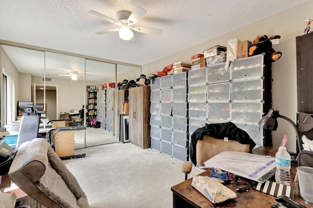 2950 SW 22nd Cir Unit 4C, Delray Beach, FL 33445 - interior space with a closet, a textured ceiling, and a ceiling fan