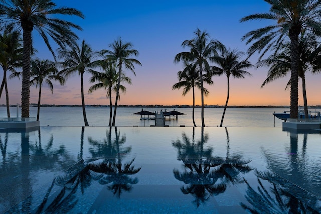 water view with a dock