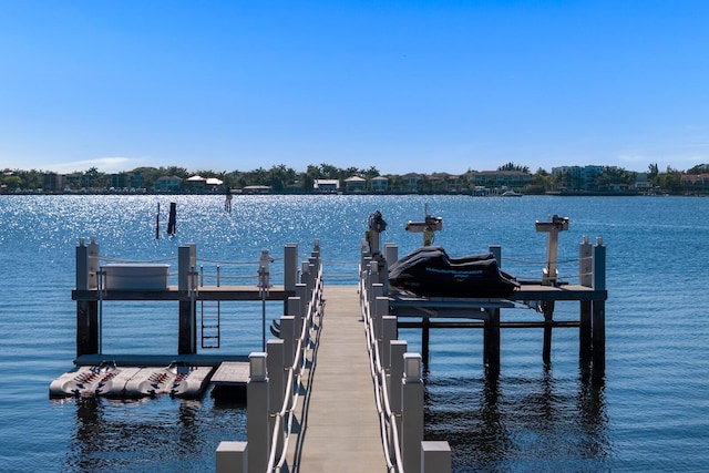 dock area featuring a water view