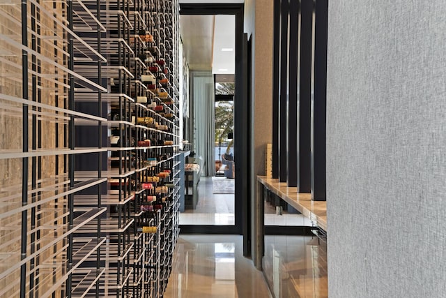 view of wine cellar