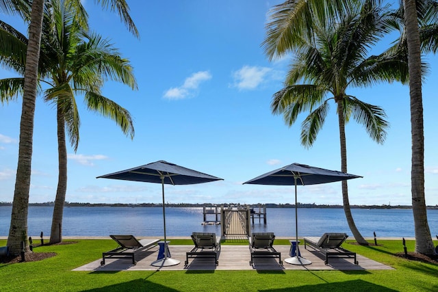 1940 S Ocean Blvd, Manalapan, FL 33462 - view of patio / terrace with a water view
