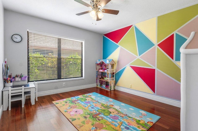 18320 181st Cir S, Boca Raton, FL 33498 - playroom featuring wood finished floors, a ceiling fan, and baseboards