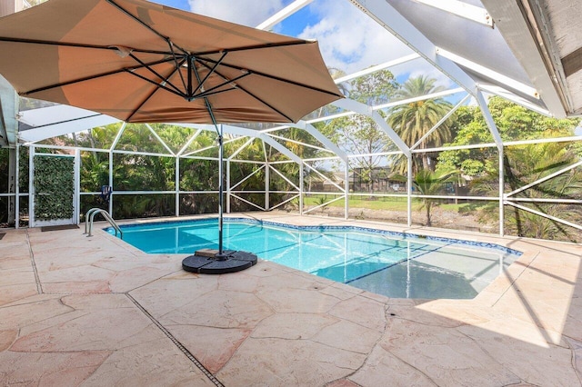 18320 181st Cir S, Boca Raton, FL 33498 - swimming pool featuring glass enclosure and a patio