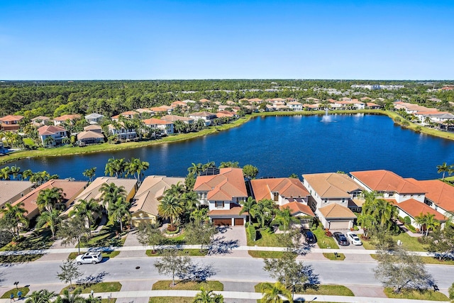 aerial perspective of suburban area with a nearby body of water