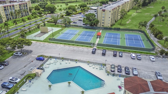 3755 Via Poinciana Unit 203, Lake Worth, FL 33467 - drone / aerial view of a pool