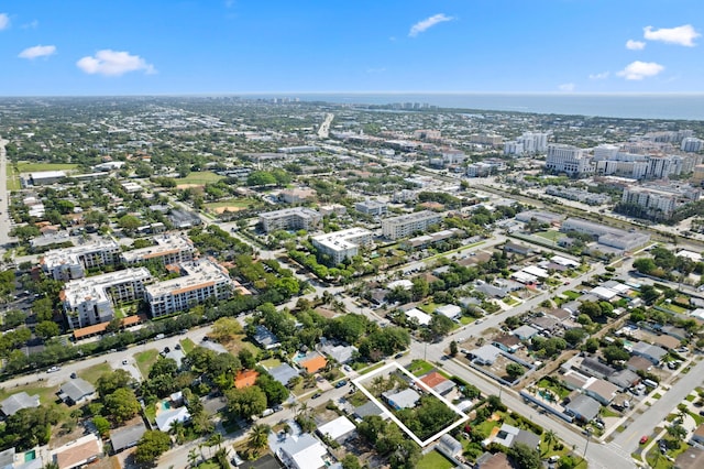 310 SW 2nd St, Boca Raton, FL 33432 - aerial view of property and surrounding area featuring property parcel outlined and nearby urban area