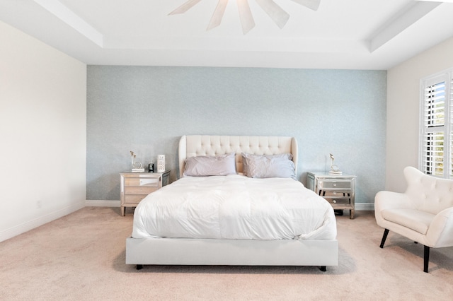 8640 E Baypoint Cir, Parkland, FL 33076 - bedroom featuring carpet floors, a tray ceiling, baseboards, and a ceiling fan