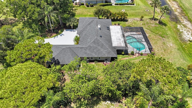 view from above of property with a pool