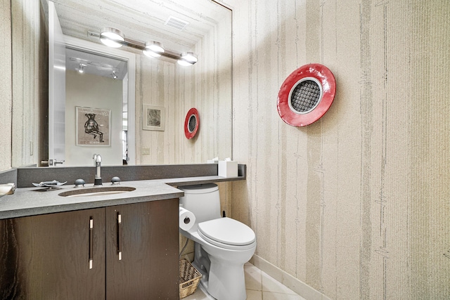 17652 Ashbourne D Way Unit D, Boca Raton, FL 33496 - bathroom with toilet, vanity, and tile patterned floors