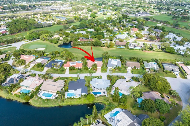 4877 Pineview Cir, Delray Beach, FL 33445 - aerial overview of property's location with a local golf course, a nearby body of water, and nearby suburban area