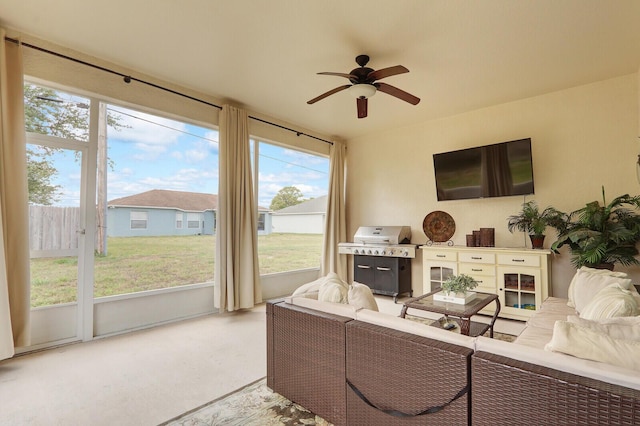4052 SW Mccandless St, Port Saint Lucie, FL 34953 - living area featuring a ceiling fan and carpet floors