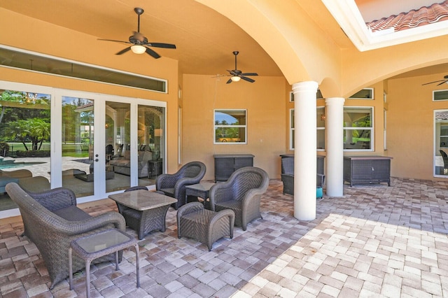 8380 Woodsmuir Dr, West Palm Beach, FL 33412 - view of patio / terrace featuring a ceiling fan and french doors