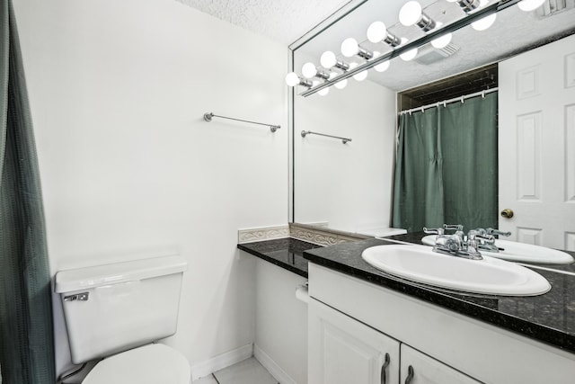 12012 Greenway Cir S Unit 206, Royal Palm Beach, FL 33411 - full bath featuring a textured ceiling, toilet, and vanity