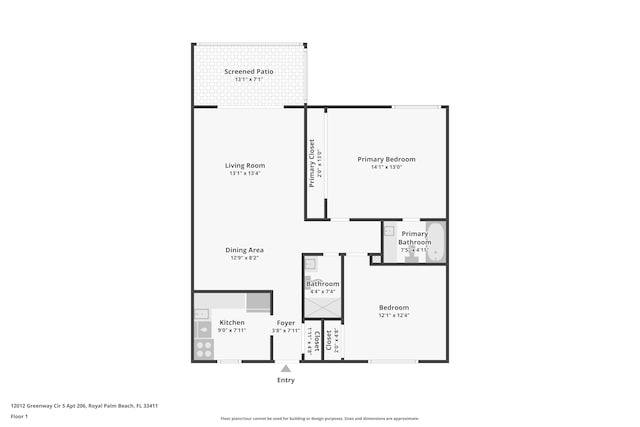 12012 Greenway Cir S Unit 206, Royal Palm Beach, FL 33411 - home floor plan