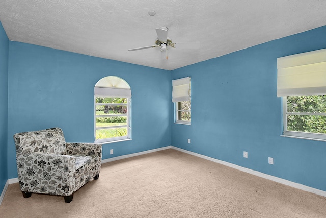 895 SE Waterside Way, Stuart, FL 34997 - living area featuring baseboards, carpet, ceiling fan, and a textured ceiling