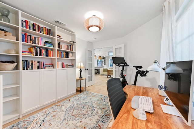 office with wood finished floors