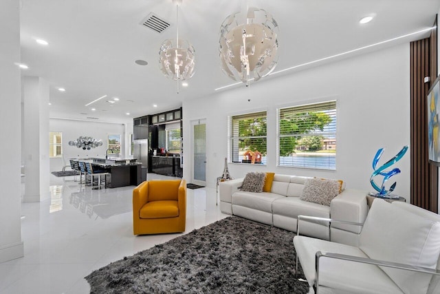682 Cresta Cir, West Palm Beach, FL 33413 - living area featuring light tile patterned floors and recessed lighting