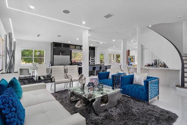 682 Cresta Cir, West Palm Beach, FL 33413 - living area featuring recessed lighting and tile patterned floors
