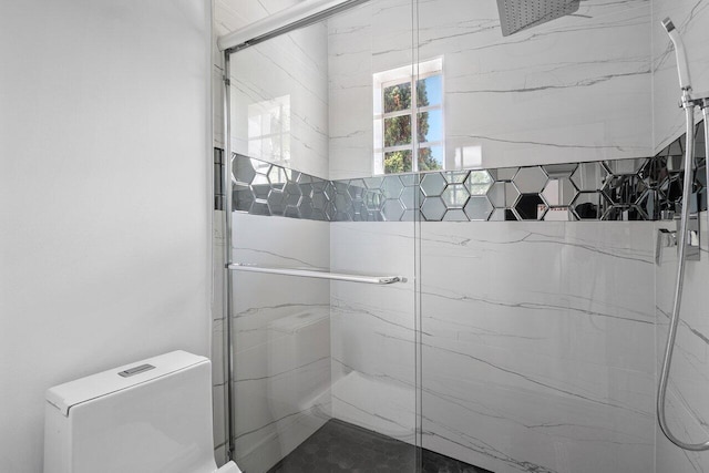 682 Cresta Cir, West Palm Beach, FL 33413 - bathroom featuring a marble finish shower and toilet