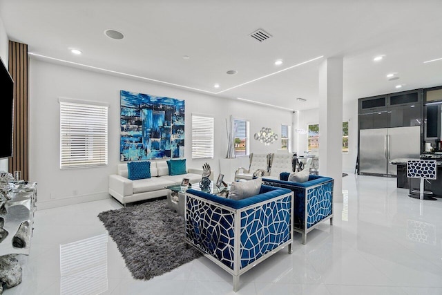 682 Cresta Cir, West Palm Beach, FL 33413 - living area with tile patterned flooring and recessed lighting
