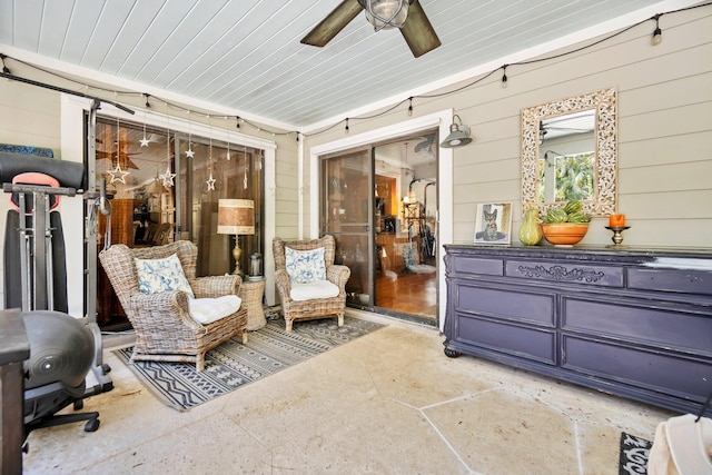 view of patio with a ceiling fan