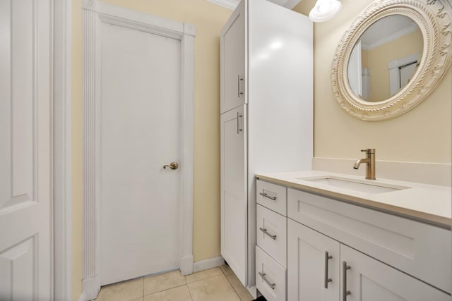 bathroom with tile patterned flooring and vanity