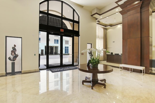 common area featuring a high ceiling