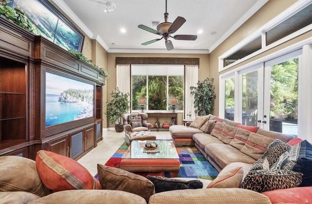 sunroom / solarium with french doors and healthy amount of natural light