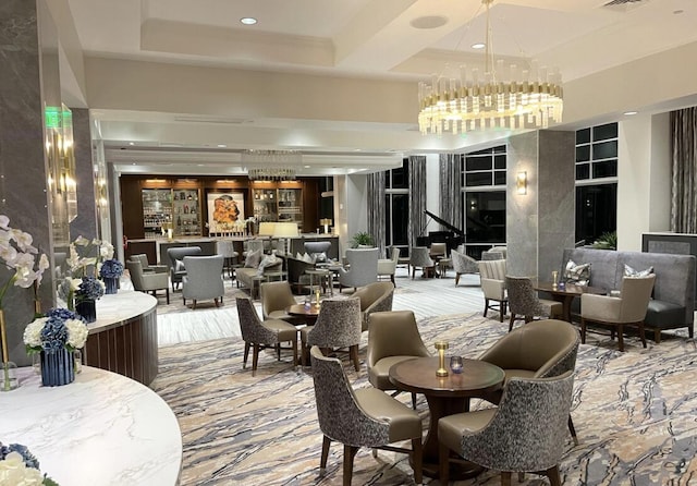 community lobby with recessed lighting