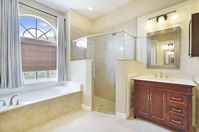 227 Shorewood Way, Jupiter, FL 33458 - full bath with a garden tub, a shower stall, tile patterned floors, and vanity