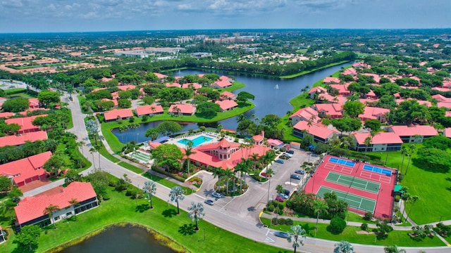 drone / aerial view of a large body of water