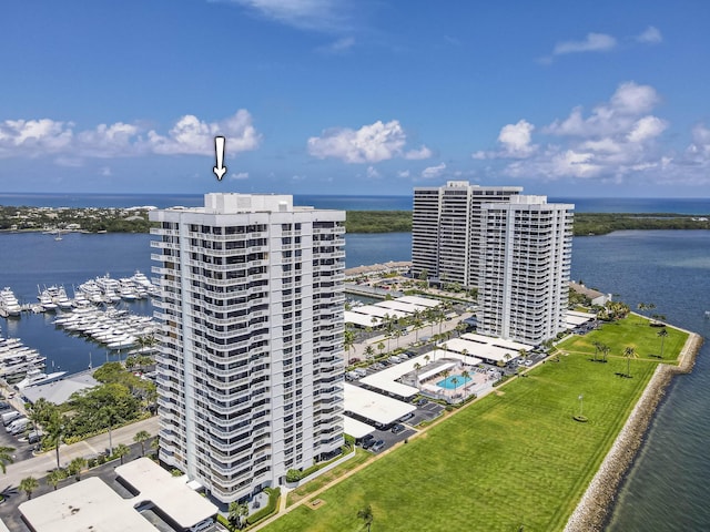 123 Lakeshore Dr Unit 1644, North Palm Beach, FL 33408 - drone / aerial view of a large body of water and apartment complex / building