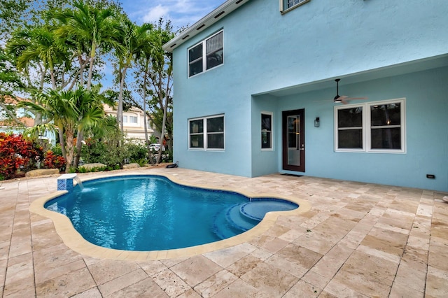 40 Country Lake Cir, Boynton Beach, FL 33436 - outdoor pool with a patio area and ceiling fan