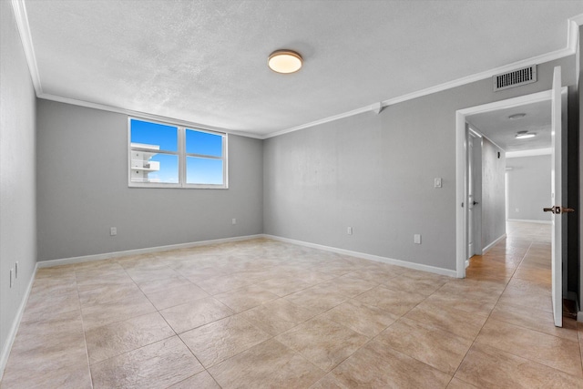 1701 S Ocean Dr Unit 903, Hollywood, FL 33019 - unfurnished room with ornamental molding, a textured ceiling, light tile patterned floors, and baseboards