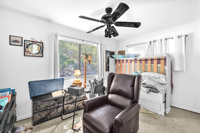 730 NE 23rd Pl, Pompano Beach, FL 33064 - carpeted bedroom with baseboards and a ceiling fan