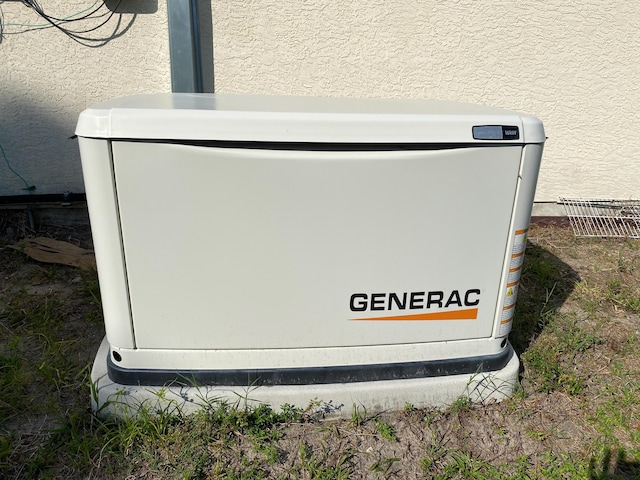 exterior view of a power unit and stucco siding