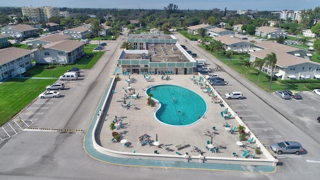 aerial view of a pool