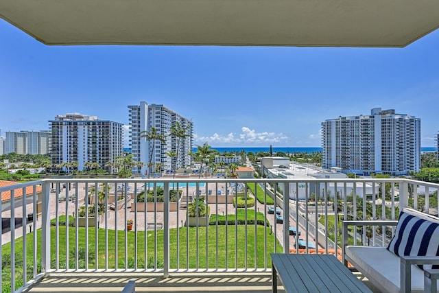 balcony featuring a city view