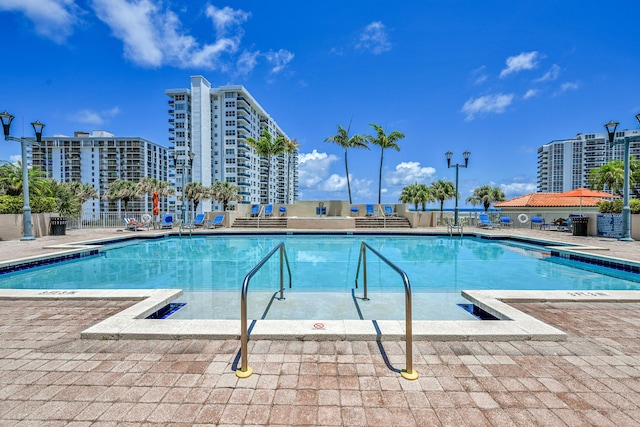 community pool with fence