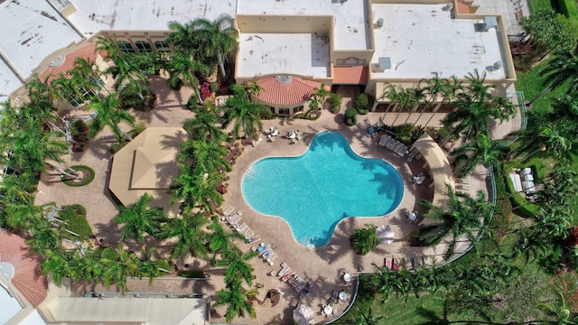 bird's eye view of a pool area