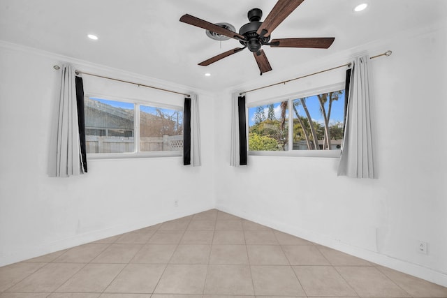 2230 NE 62nd St, Fort Lauderdale, FL 33308 - unfurnished room with ceiling fan, recessed lighting, and crown molding
