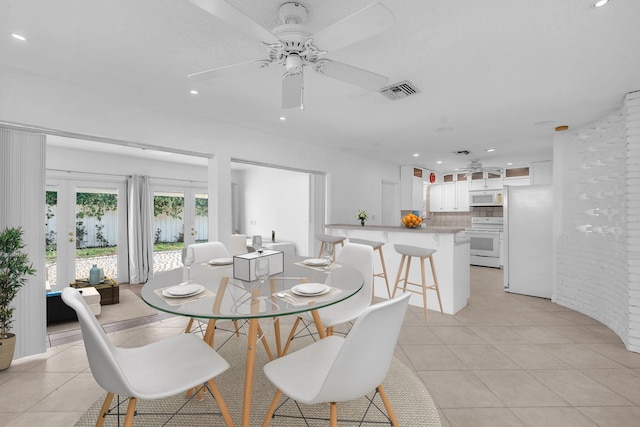 2230 NE 62nd St, Fort Lauderdale, FL 33308 - dining room featuring a ceiling fan, light tile patterned floors, and recessed lighting