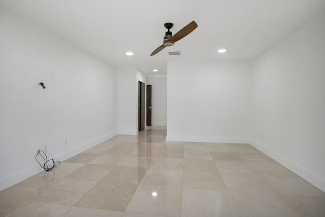 21922 Cypress Dr Unit 37B, Boca Raton, FL 33433 - empty room with ceiling fan, recessed lighting, and baseboards