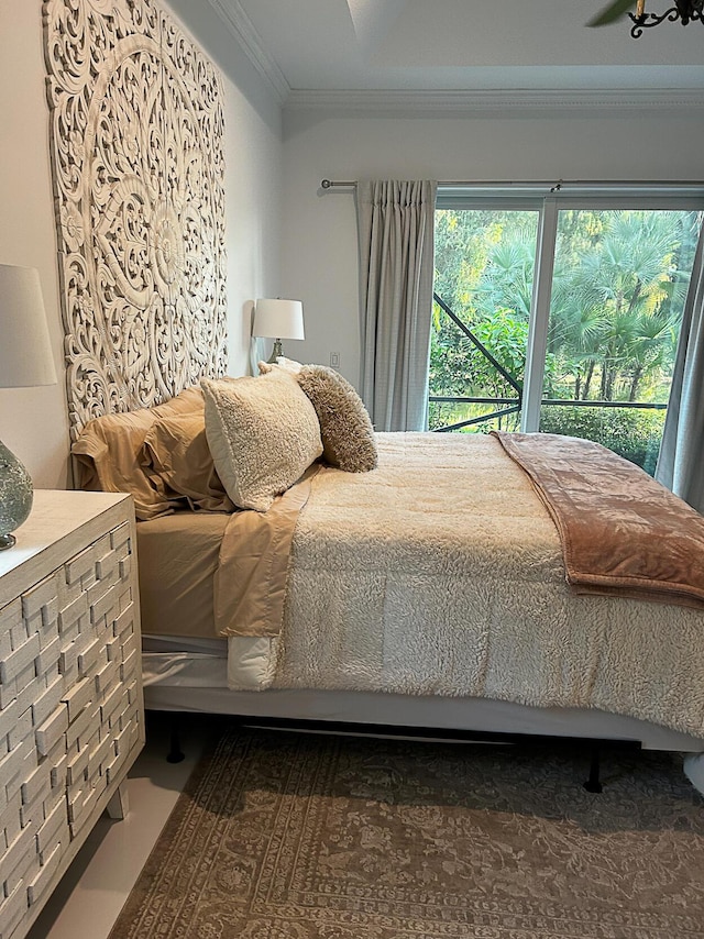 bedroom featuring crown molding