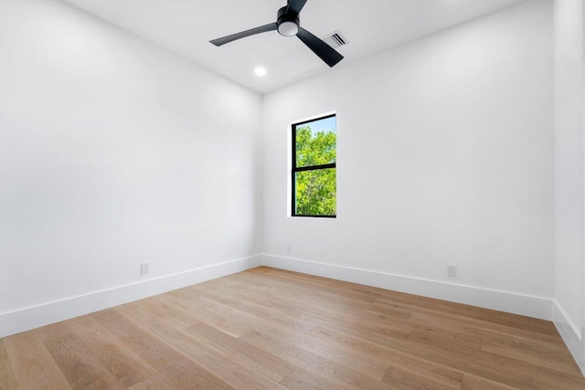 1105 NE 2nd Ave, Delray Beach, FL 33444 - empty room featuring ceiling fan, baseboards, light wood finished floors, and recessed lighting