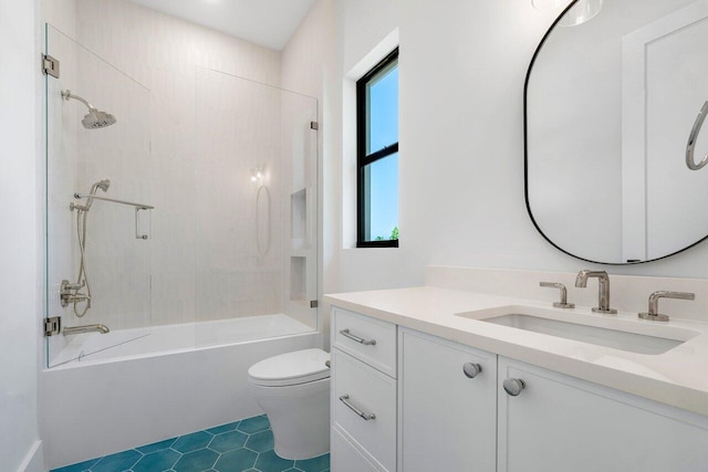 1105 NE 2nd Ave, Delray Beach, FL 33444 - full bath with toilet, vanity, shower / bath combination, and tile patterned flooring
